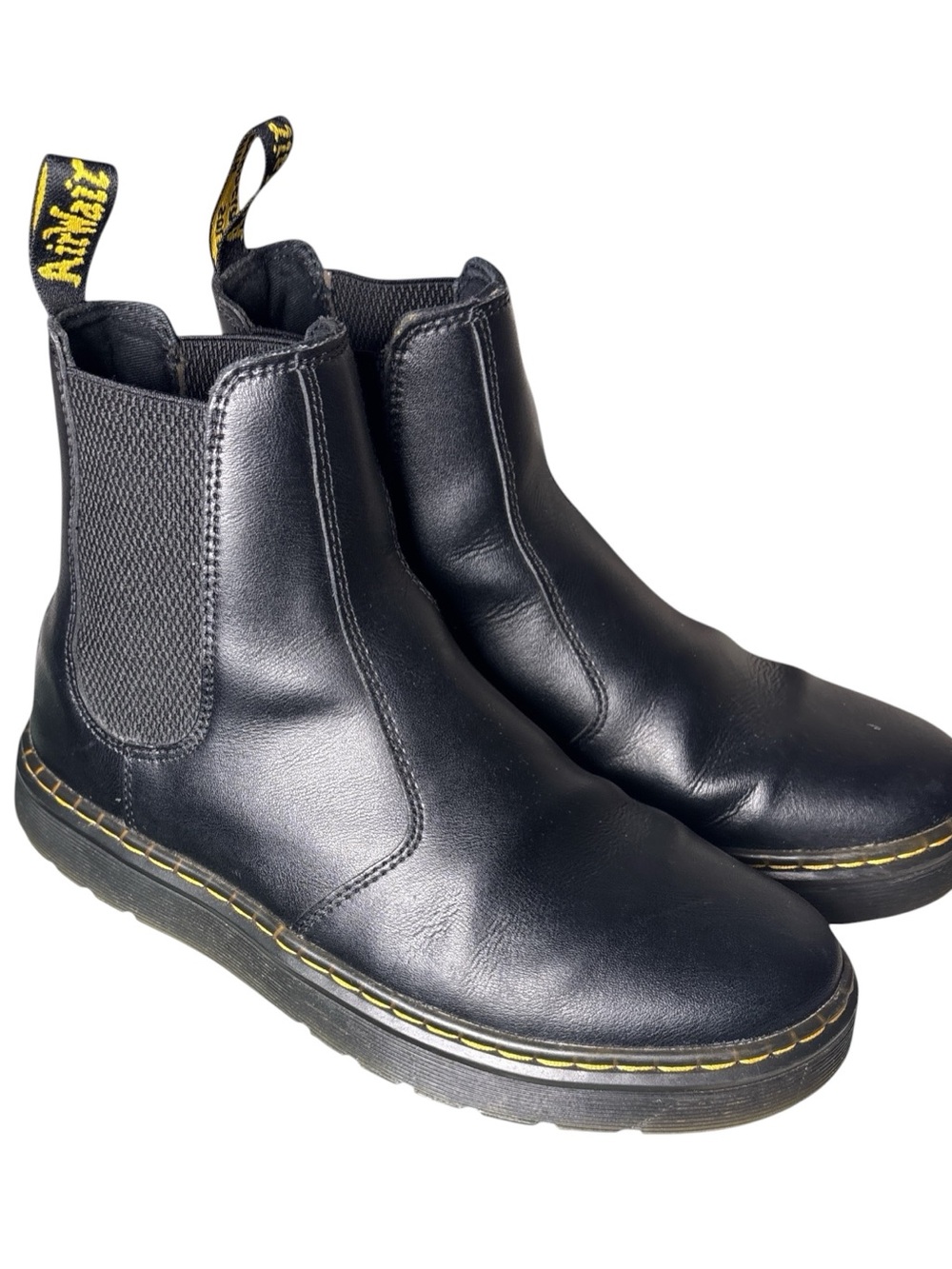 Dr. Martens Black Leather Dorrian Chukka Boots with Yellow Stitching 7/39